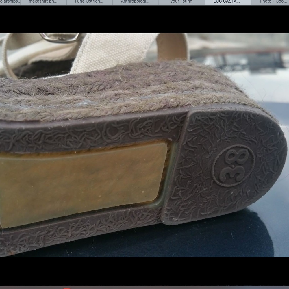 SOLD CASTANER Khaki Nude Canvas Platform Sz 7 38 - Picture 4 of 6